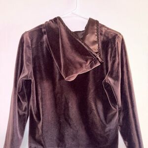 Petite Sophisticate Brown Velvet Hooded Jacket